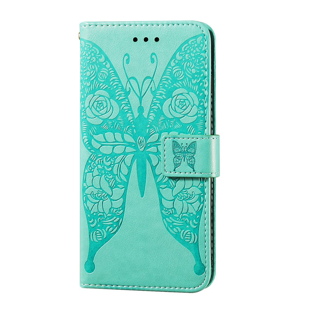 Til Samsung Galaxy A52 4G/5G / A52s 5G Imprinted Rose Flower Butterflies Mønster Læderpung Stativ Etui