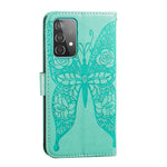 Til Samsung Galaxy A52 4G/5G / A52s 5G Imprinted Rose Flower Butterflies Mønster Læderpung Stativ Etui