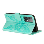 Til Samsung Galaxy A52 4G/5G / A52s 5G Imprinted Rose Flower Butterflies Mønster Læderpung Stativ Etui