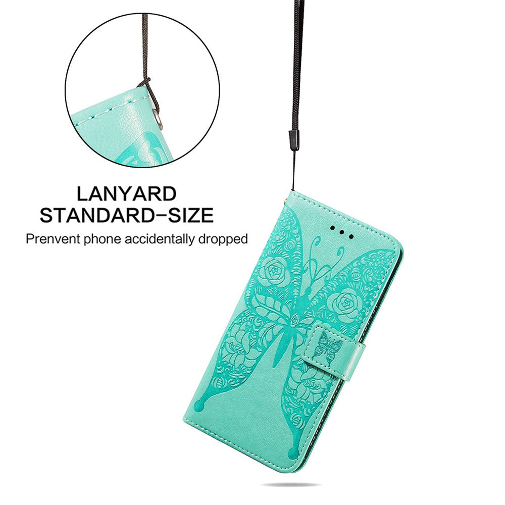 Til Samsung Galaxy A52 4G/5G / A52s 5G Imprinted Rose Flower Butterflies Mønster Læderpung Stativ Etui