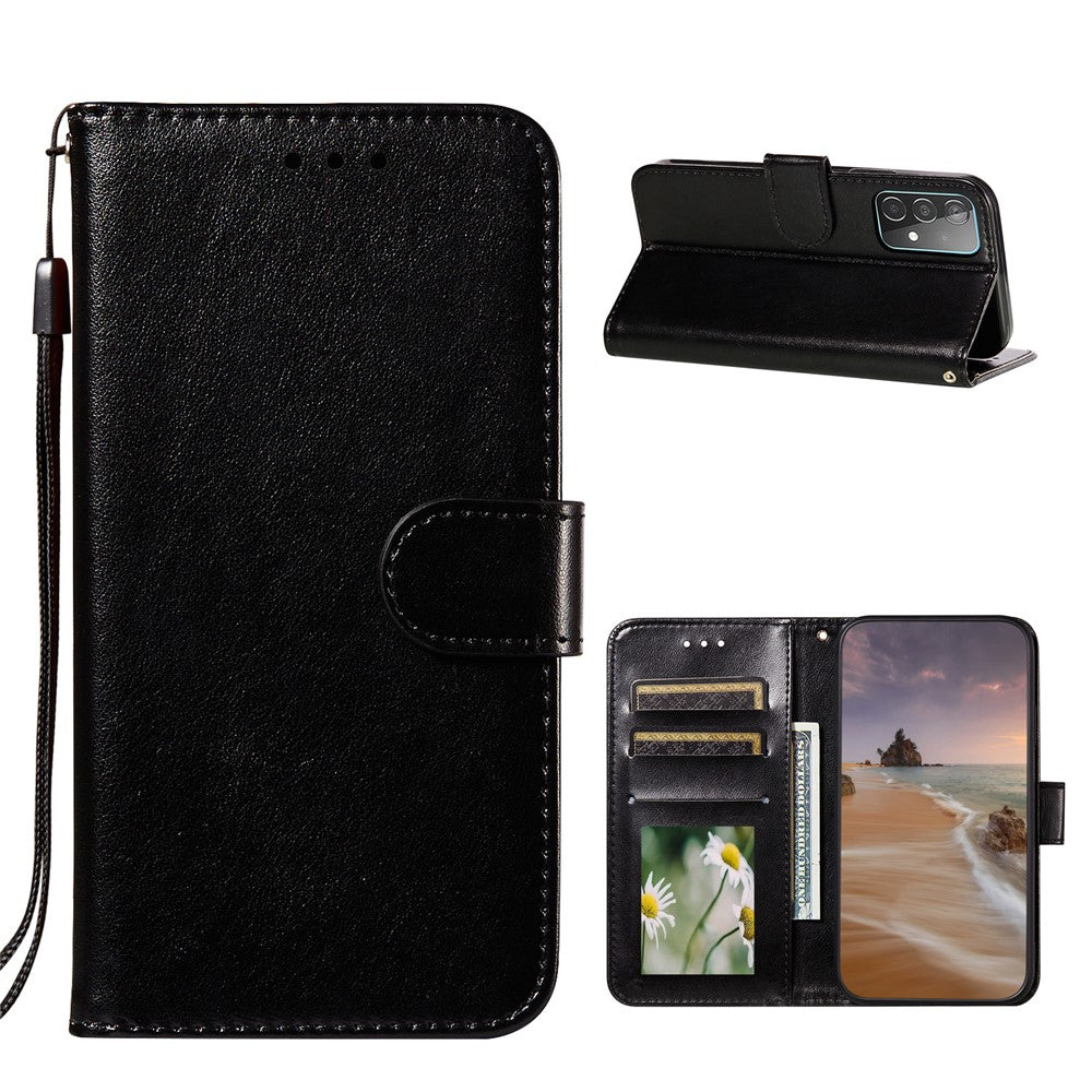 Dual-sided Magnetic Clasp Leather Wallet Stand Phone Case Shell for Samsung Galaxy A52 4G/5G / A52s 5G