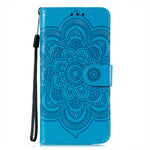 Imprint Mandala Flower Stand for Samsung Galaxy A72 5G / A72 4G Leather Case