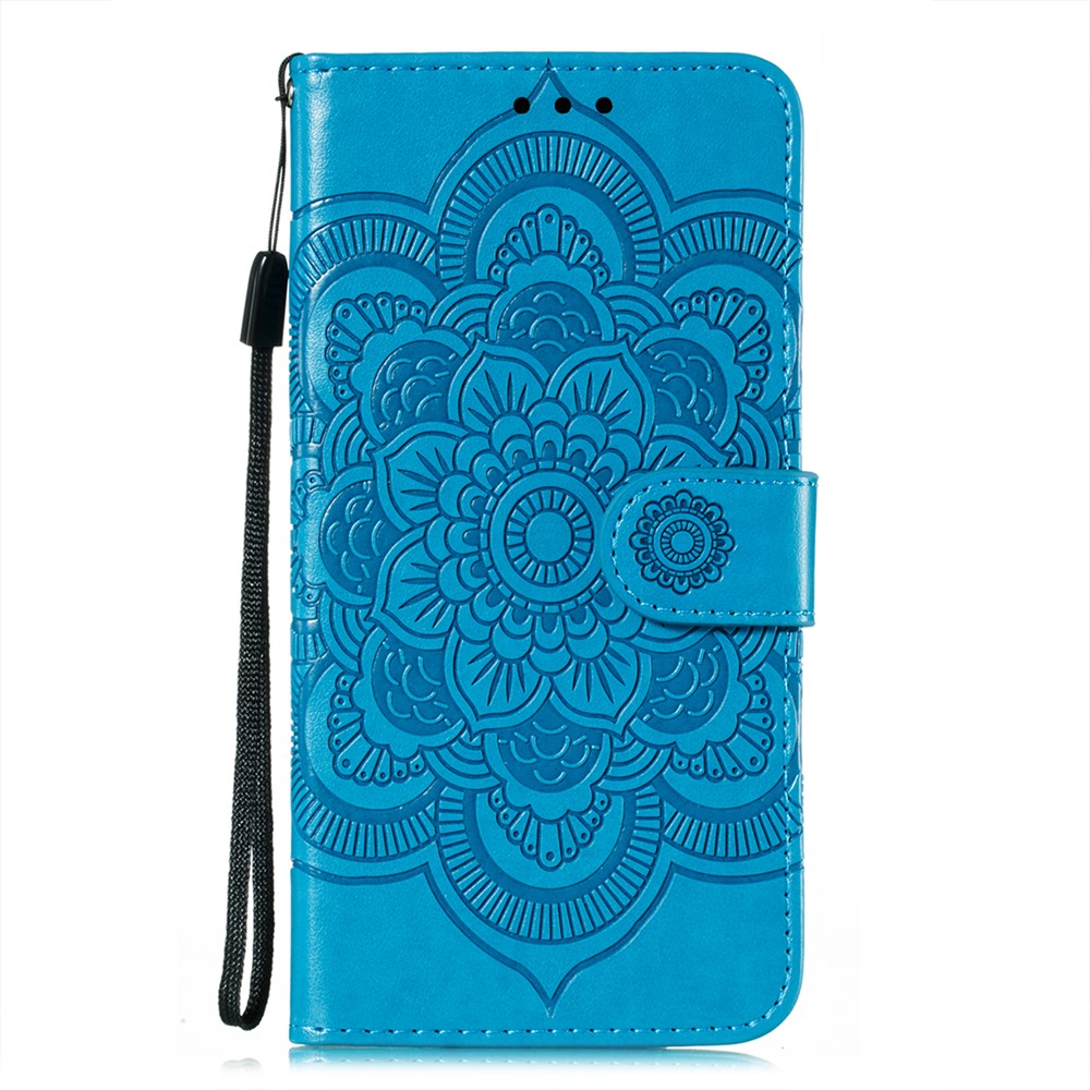 Imprint Mandala Flower Stand for Samsung Galaxy A72 5G / A72 4G Leather Case