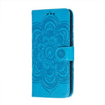 Imprint Mandala Flower Stand for Samsung Galaxy A72 5G / A72 4G Leather Case