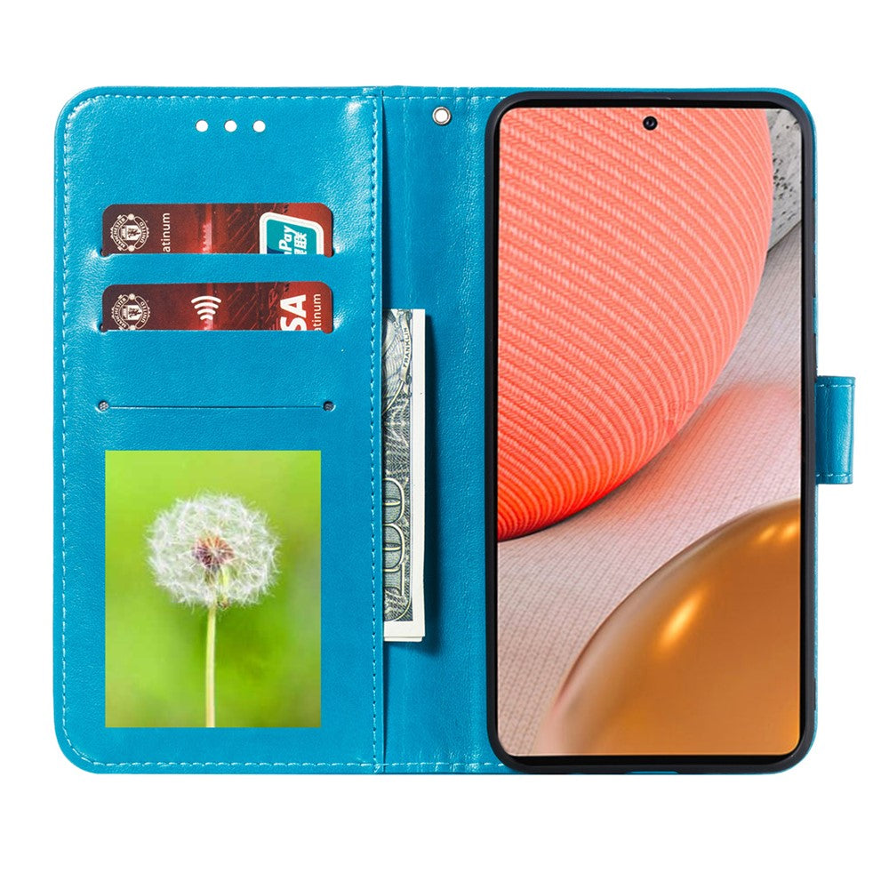 Imprint Mandala Flower Stand for Samsung Galaxy A72 5G / A72 4G Leather Case