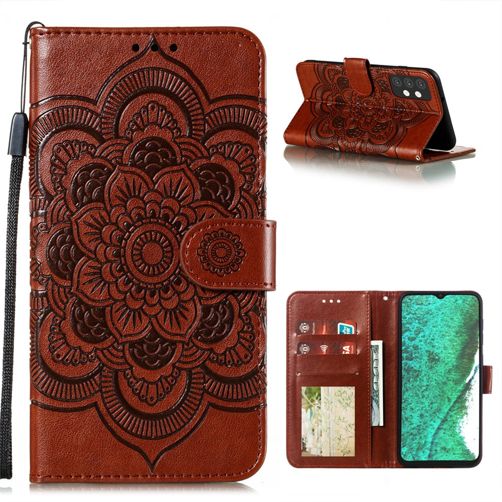 Imprint Mandala Flower Stand Leather Flip Shell for Samsung Galaxy A32 5G Case