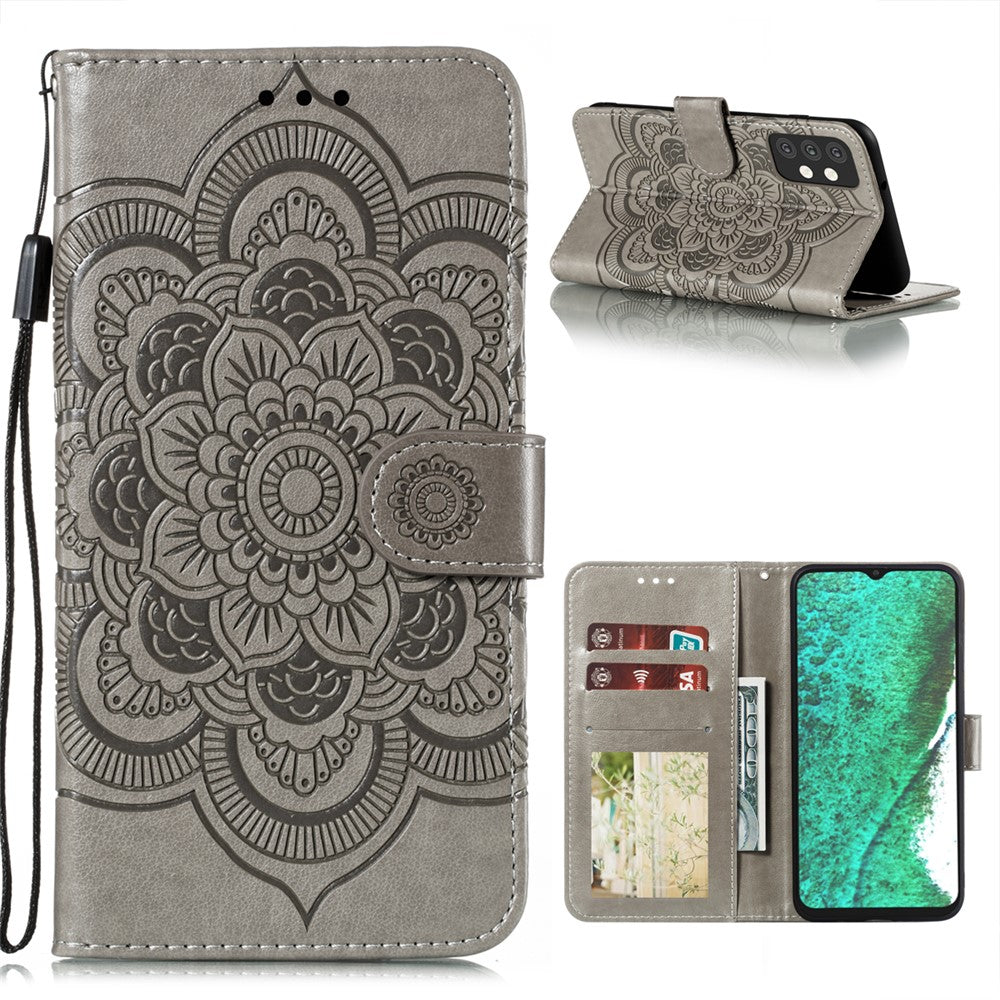 Imprint Mandala Flower Stand Leather Flip Shell for Samsung Galaxy A32 5G Case