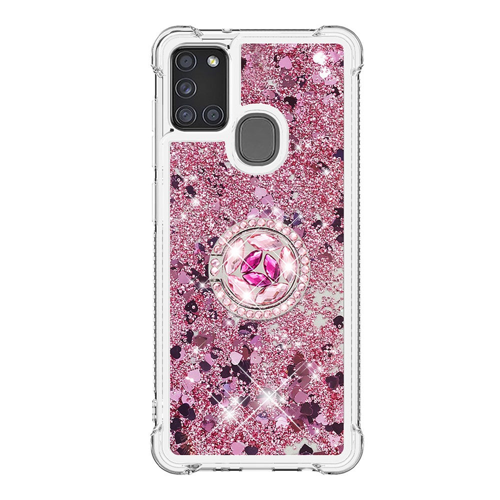 Stødsikker Quicksand Kickstand TPU Smartphone-skal til Samsung Galaxy A21s