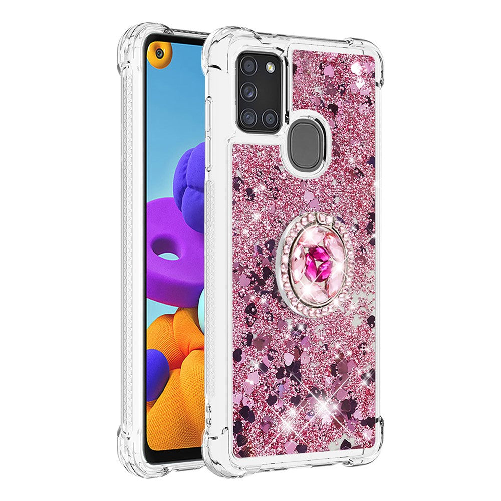 Stødsikker Quicksand Kickstand TPU Smartphone-skal til Samsung Galaxy A21s
