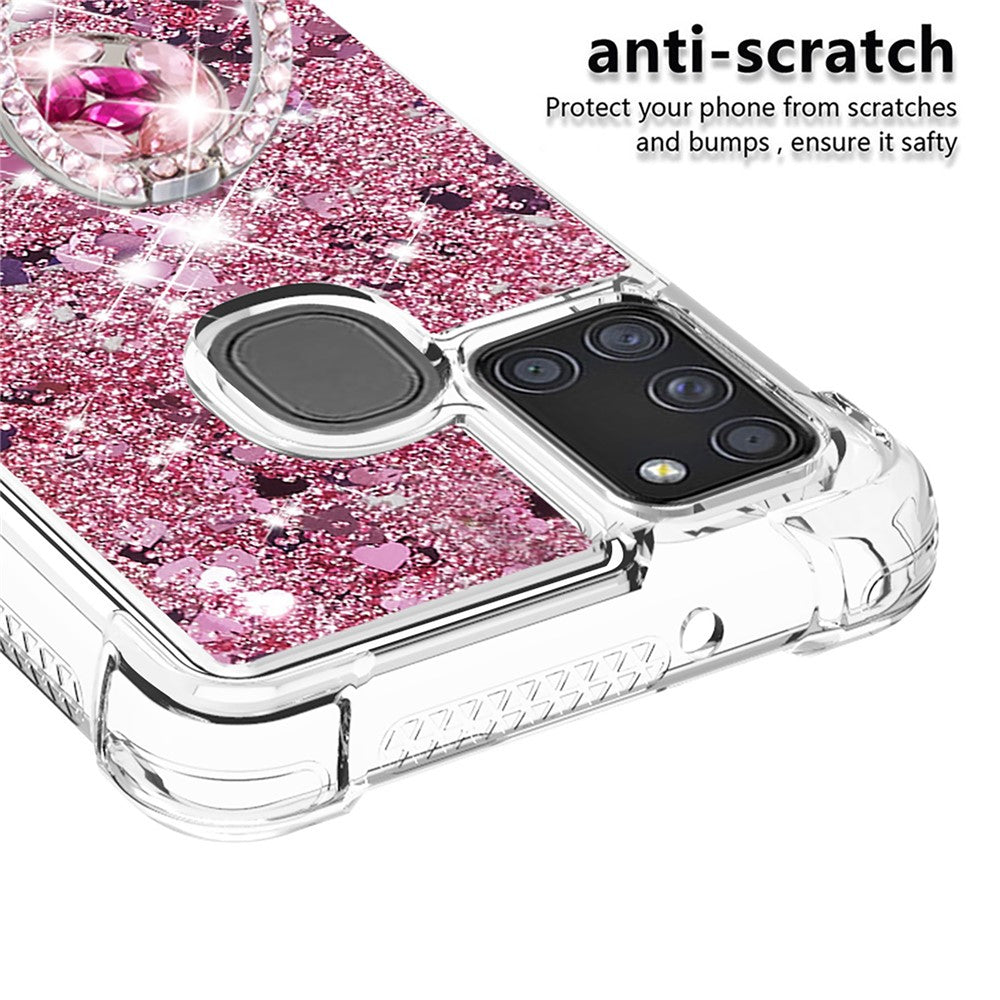 Stødsikker Quicksand Kickstand TPU Smartphone-skal til Samsung Galaxy A21s