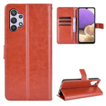 Crazy Horse Skin Leather Phone Wallet Stand Cover Shell with Lanyard for Samsung Galaxy A32 5G/M32 5G