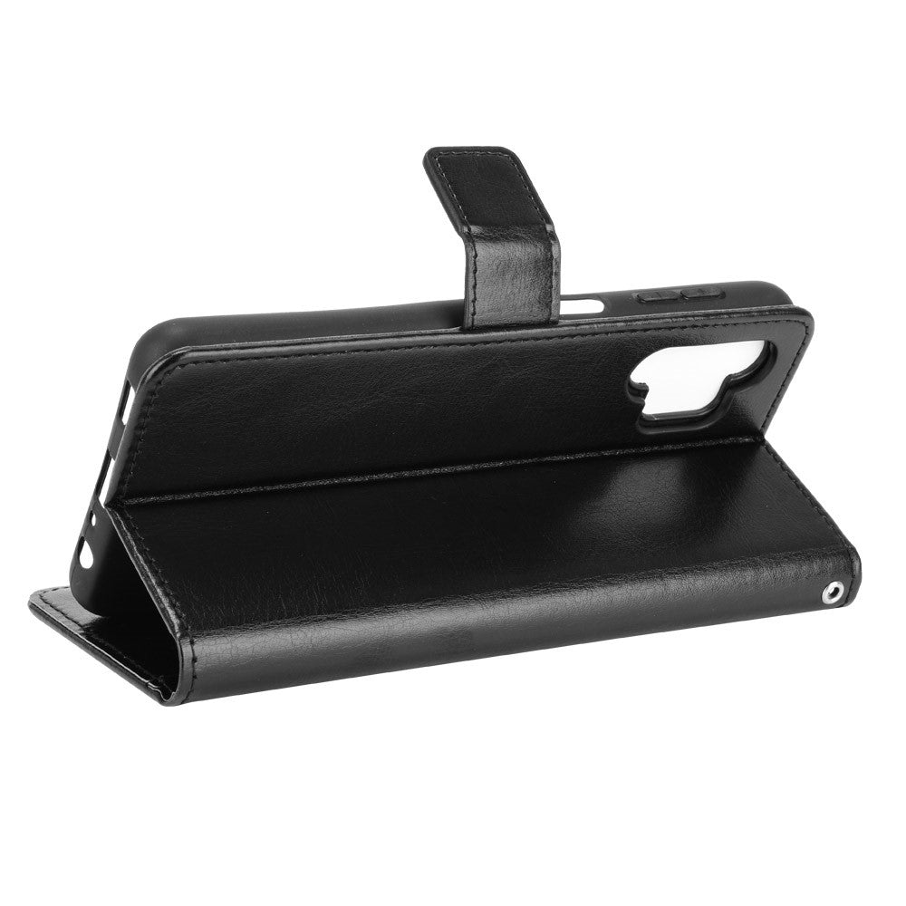 Crazy Horse Skin Leather Phone Wallet Stand Cover Shell with Lanyard for Samsung Galaxy A32 5G/M32 5G