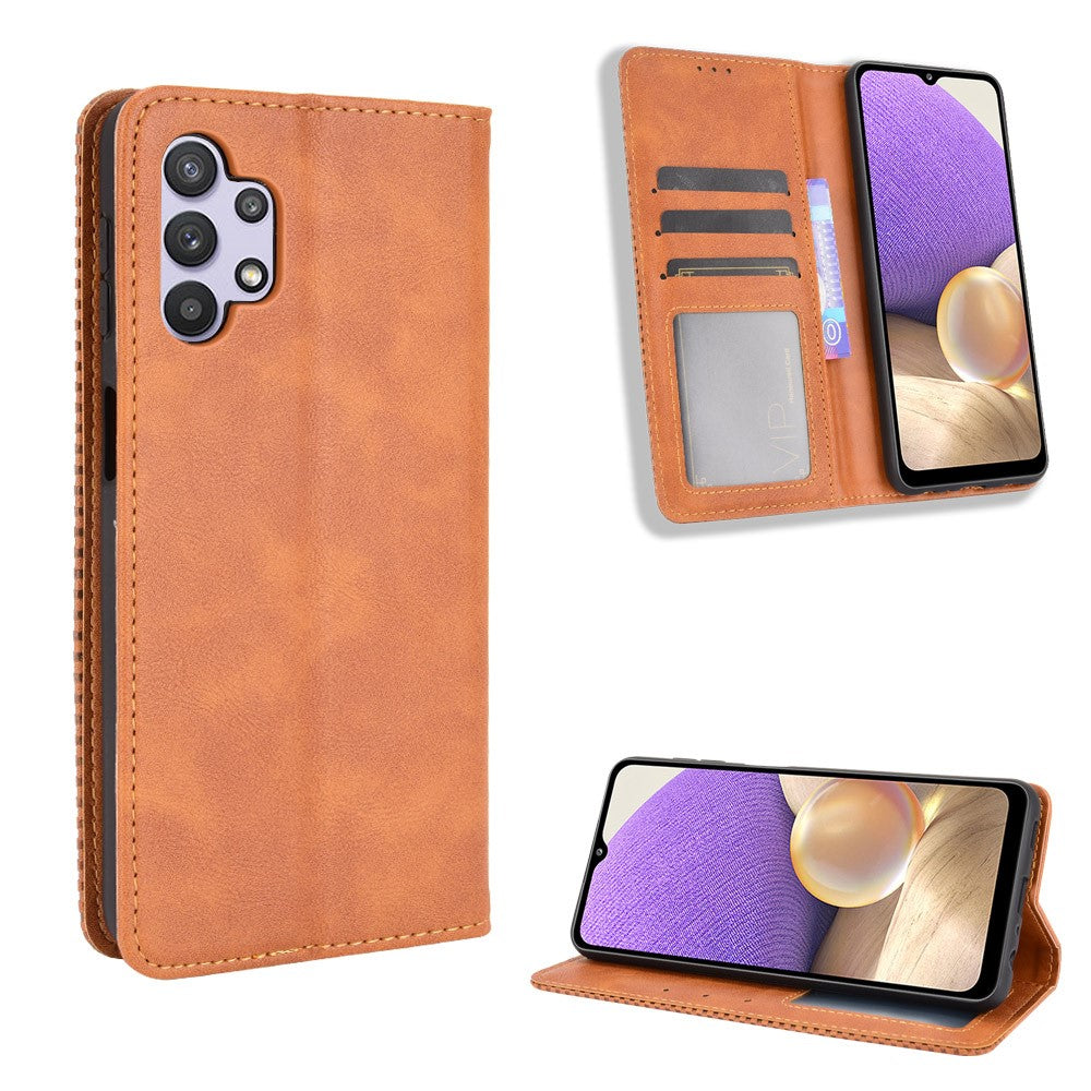 Magnetic Vintage Style Wallet Stand Phone Case Cover for Samsung Galaxy A32 5G/M32 5G