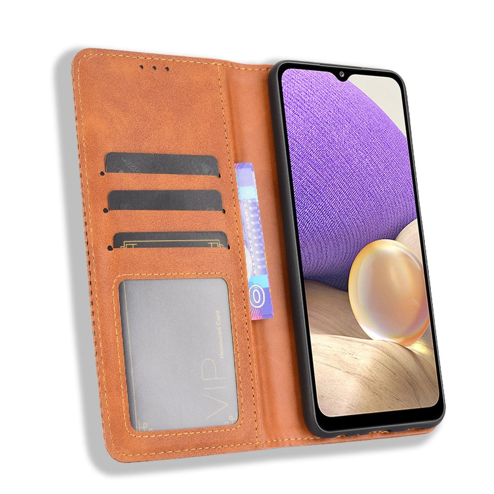 Magnetic Vintage Style Wallet Stand Phone Case Cover for Samsung Galaxy A32 5G/M32 5G