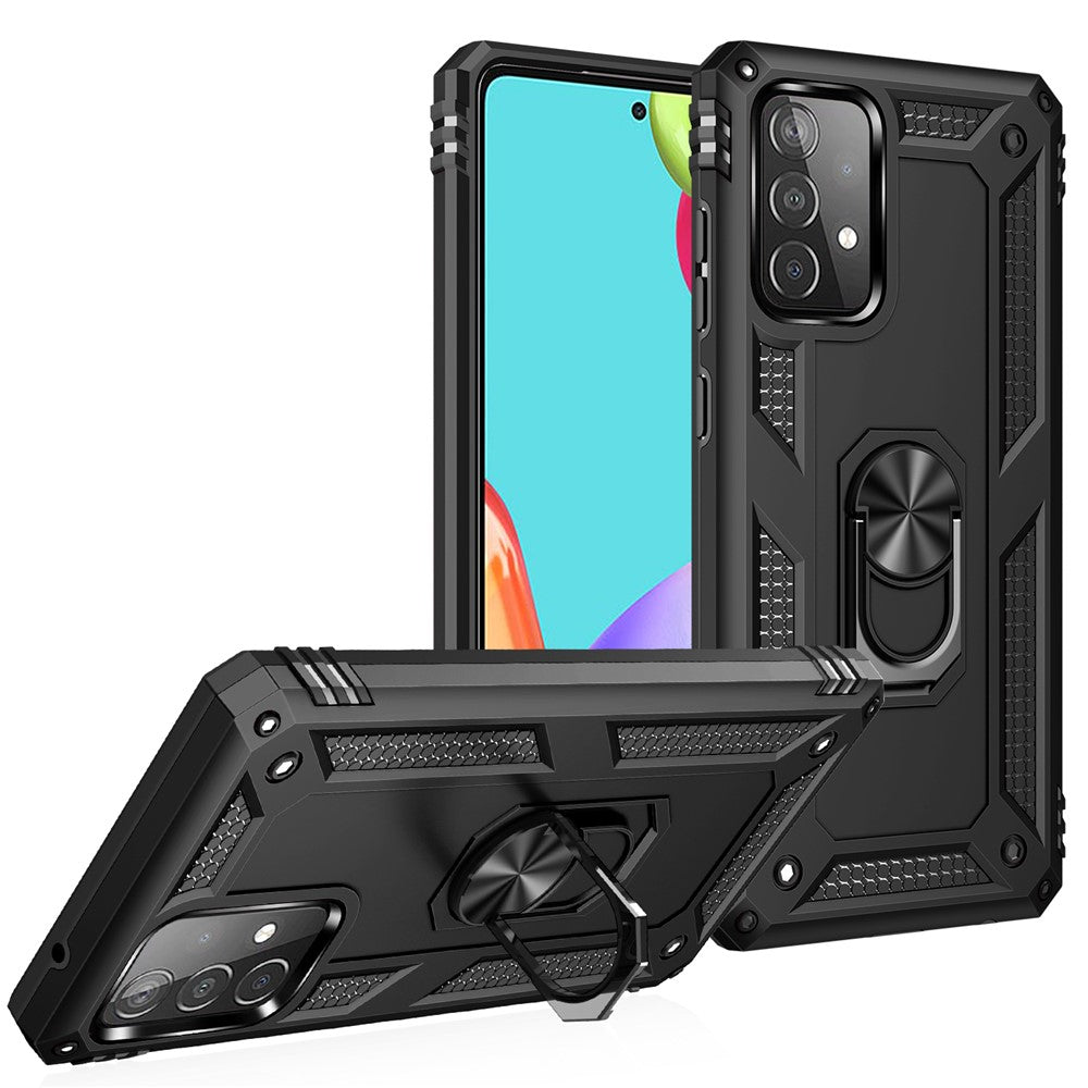 Panser Anti-fald Metal Ring Kickstand Design Hybrid PC TPU Skal til Samsung Galaxy A52 4G/5G / A52s 5G