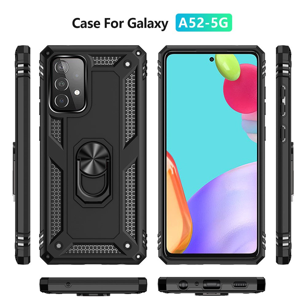 Panser Anti-fald Metal Ring Kickstand Design Hybrid PC TPU Skal til Samsung Galaxy A52 4G/5G / A52s 5G