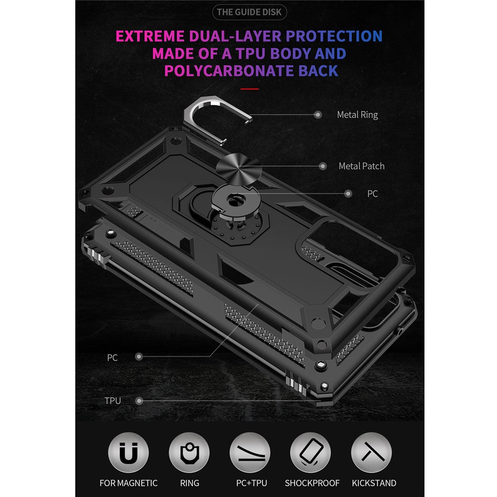 Panser Anti-fald Metal Ring Kickstand Design Hybrid PC TPU Skal til Samsung Galaxy A52 4G/5G / A52s 5G