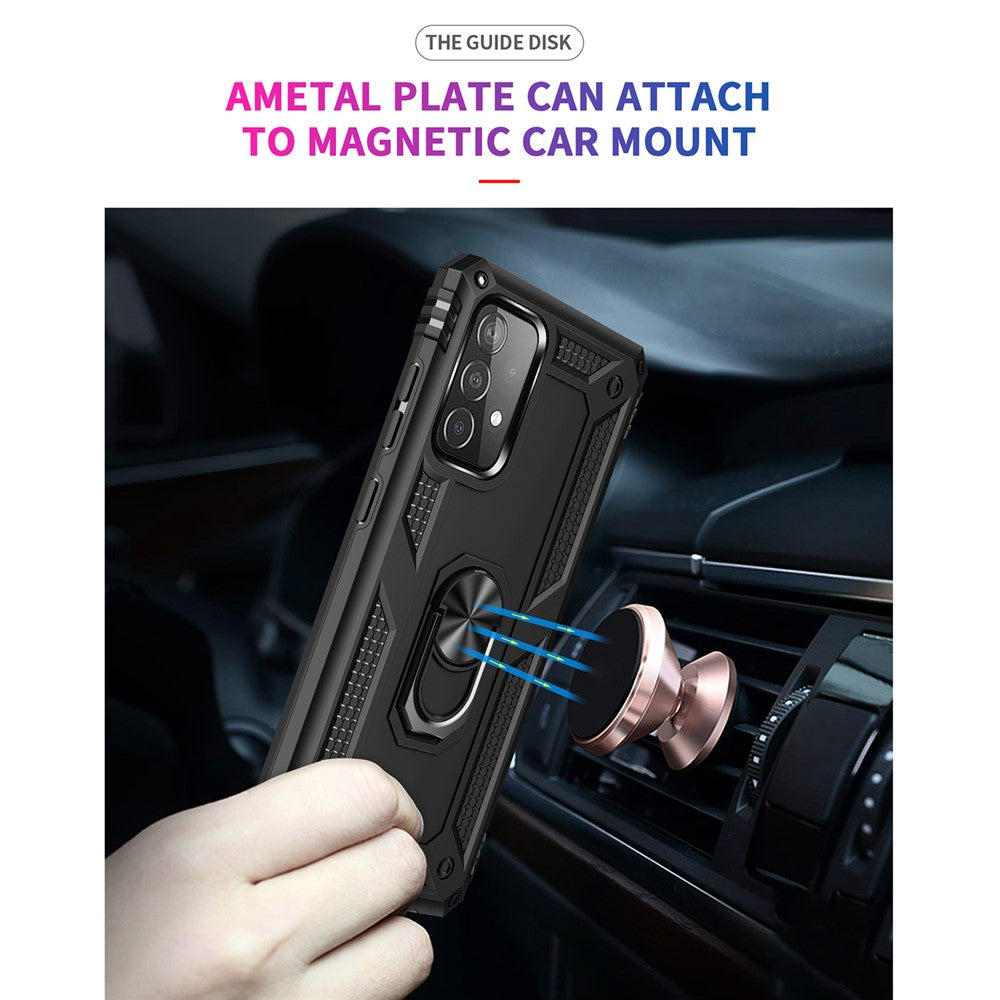 Panser Anti-fald Metal Ring Kickstand Design Hybrid PC TPU Skal til Samsung Galaxy A52 4G/5G / A52s 5G