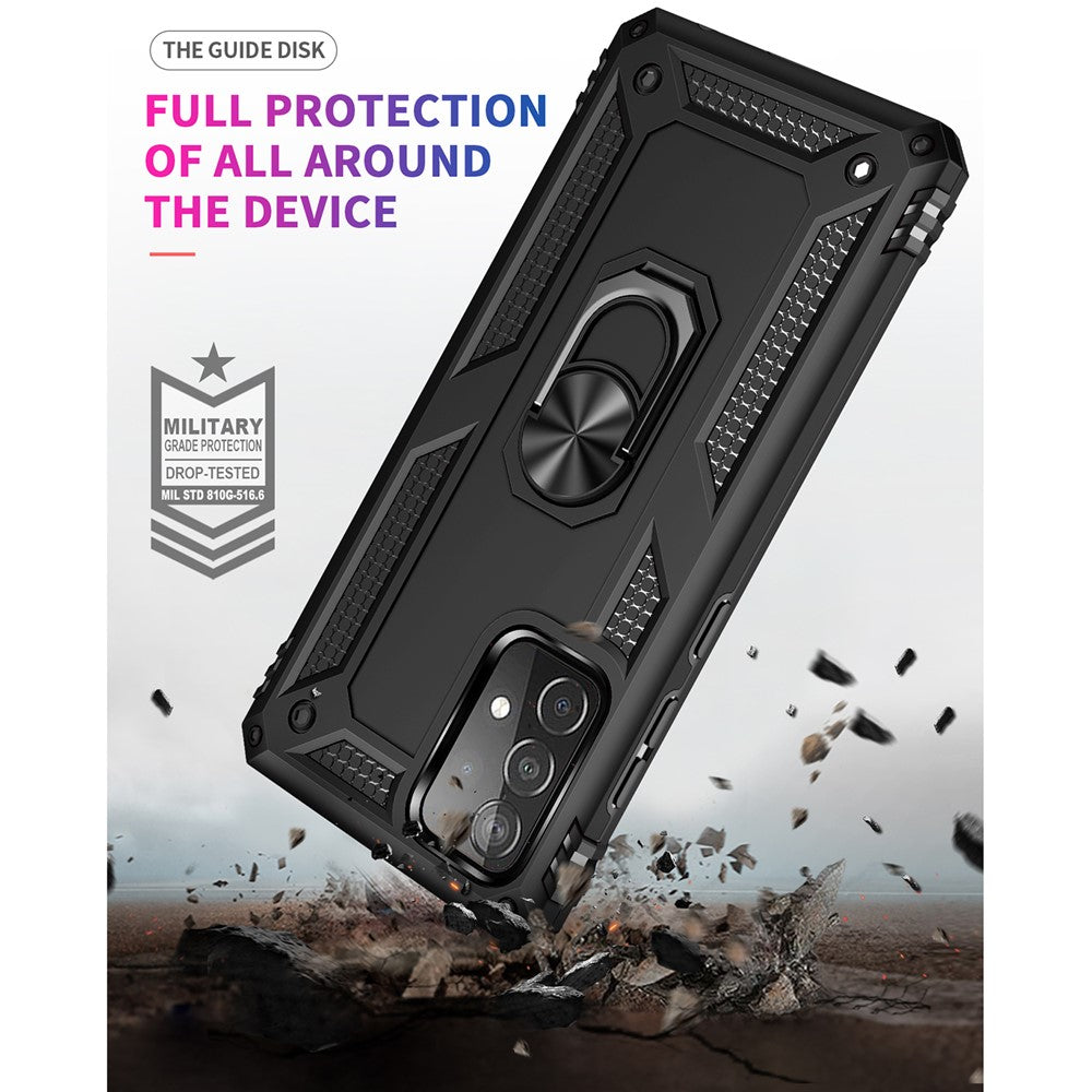 Panser Anti-fald Metal Ring Kickstand Design Hybrid PC TPU Skal til Samsung Galaxy A52 4G/5G / A52s 5G