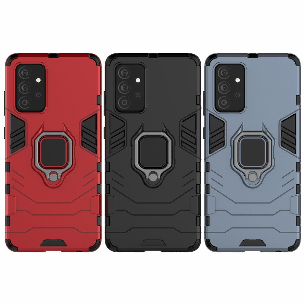 PC + TPU Combo Hybrid Cell Phone Case with Ring Holder Kickstand for Samsung Galaxy A72 5G