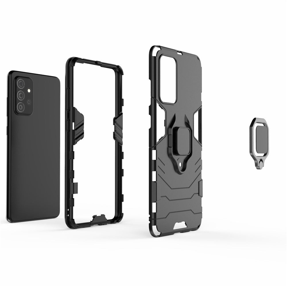 PC + TPU Combo Hybrid Cell Phone Case with Ring Holder Kickstand for Samsung Galaxy A72 5G