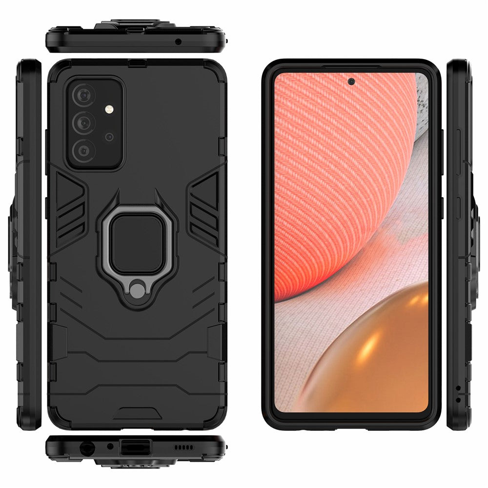 PC + TPU Combo Hybrid Cell Phone Case with Ring Holder Kickstand for Samsung Galaxy A72 5G