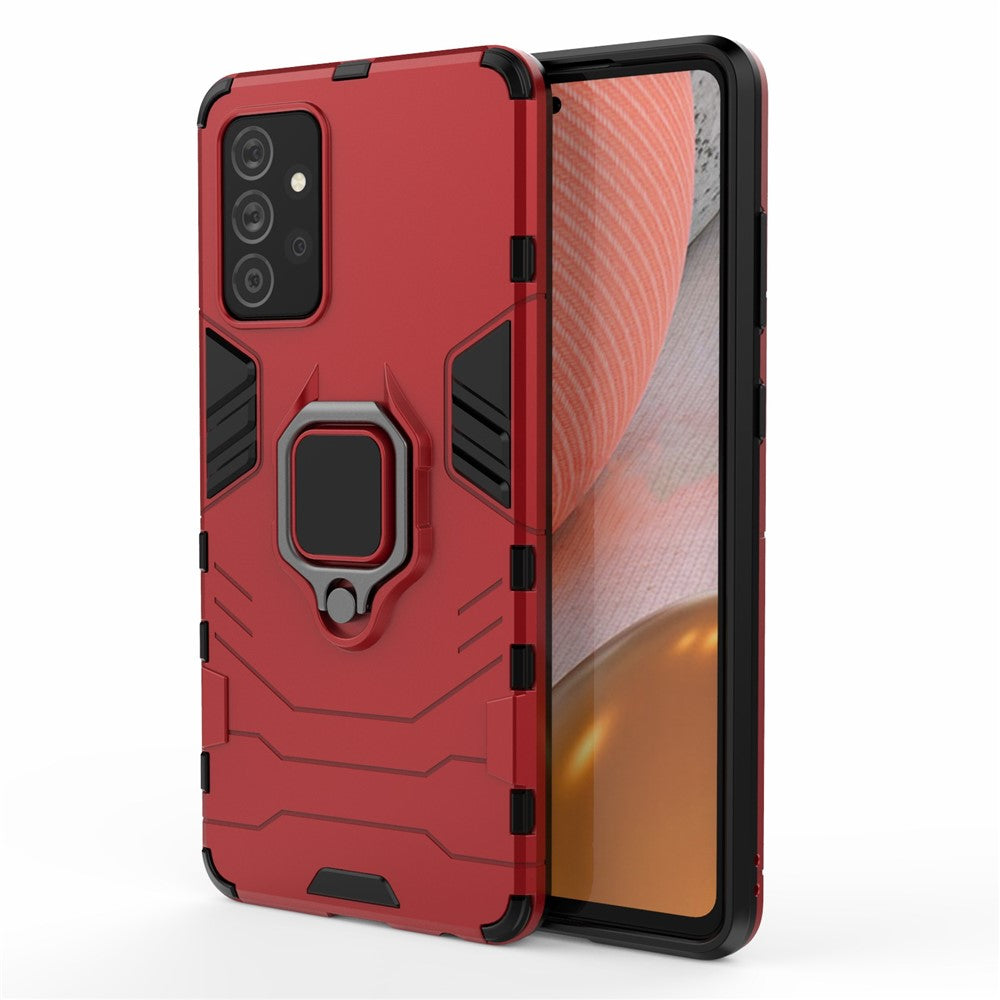 PC + TPU Combo Hybrid Cell Phone Case with Ring Holder Kickstand for Samsung Galaxy A72 5G