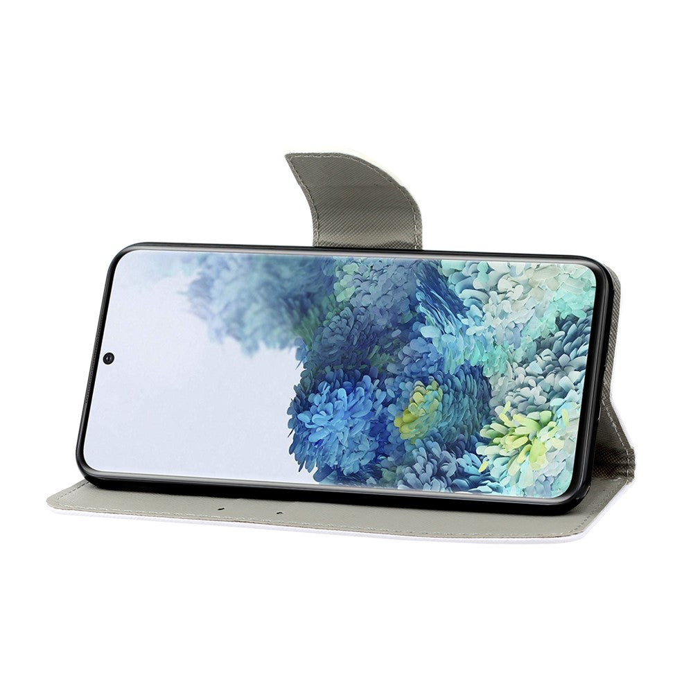 Pattern Printing TPU + PU Leather Wallet Stand Phone Case with Lanyard for Samsung Galaxy S21 4G/5G