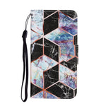 Mönstertryck TPU + PU-läder plånboksfodral med rem för Samsung Galaxy S21 4G/5G