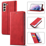 LC.IMEEKE Strong Auto-absorbed Magnetic Edge Business Style Leather Phone Cover for Samsung Galaxy S21 4G/5G