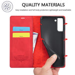 LC.IMEEKE Strong Auto-absorbed Magnetic Edge Business Style Leather Phone Cover for Samsung Galaxy S21 4G/5G