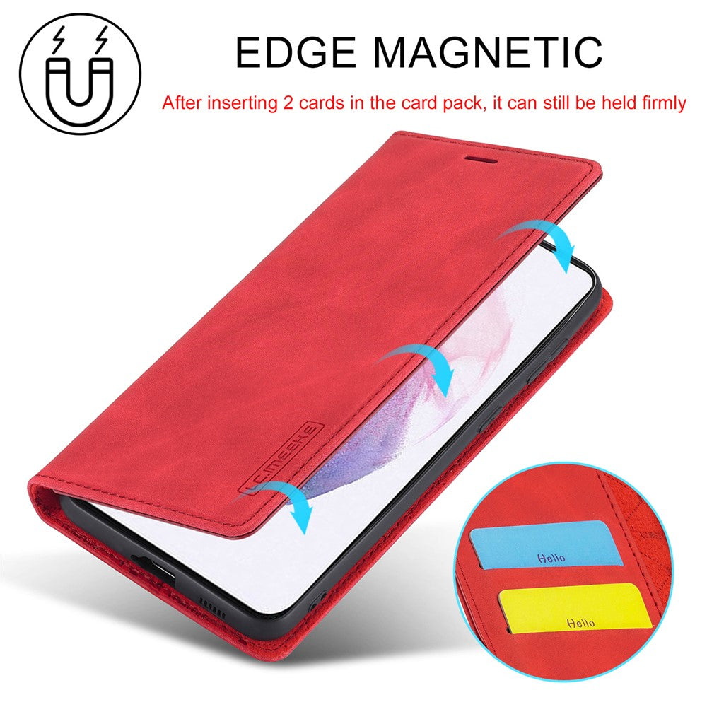 LC.IMEEKE Strong Auto-absorbed Magnetic Edge Business Style Leather Phone Cover for Samsung Galaxy S21 4G/5G