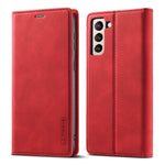 LC.IMEEKE Strong Auto-absorbed Magnetic Edge Business Style Leather Phone Cover for Samsung Galaxy S21 4G/5G