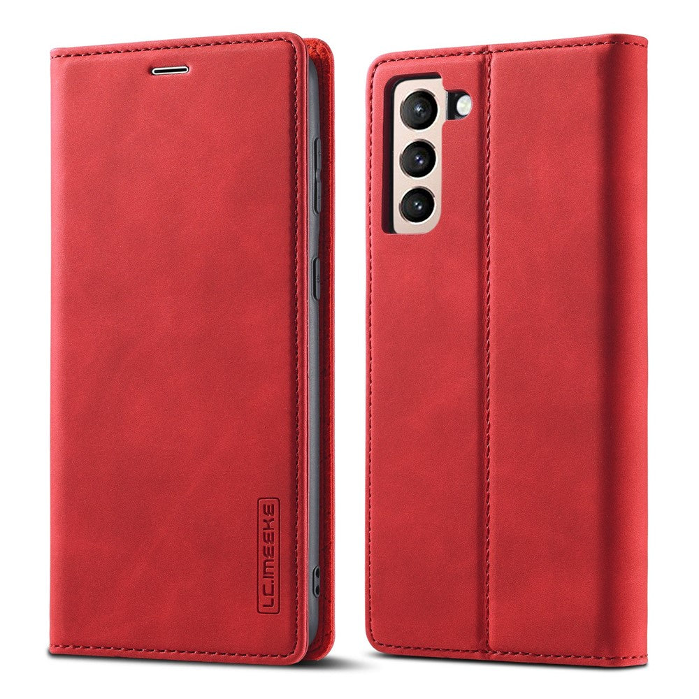 LC.IMEEKE Strong Auto-absorbed Magnetic Edge Business Style Leather Phone Cover for Samsung Galaxy S21 4G/5G