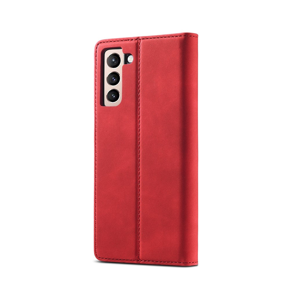 LC.IMEEKE Strong Auto-absorbed Magnetic Edge Business Style Leather Phone Cover for Samsung Galaxy S21 4G/5G