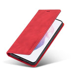 LC.IMEEKE Strong Auto-absorbed Magnetic Edge Business Style Leather Phone Cover for Samsung Galaxy S21 4G/5G