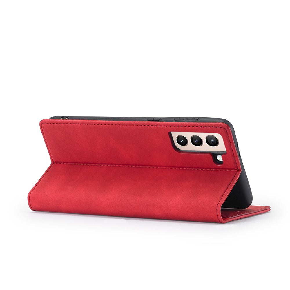 LC.IMEEKE Strong Auto-absorbed Magnetic Edge Business Style Leather Phone Cover for Samsung Galaxy S21 4G/5G