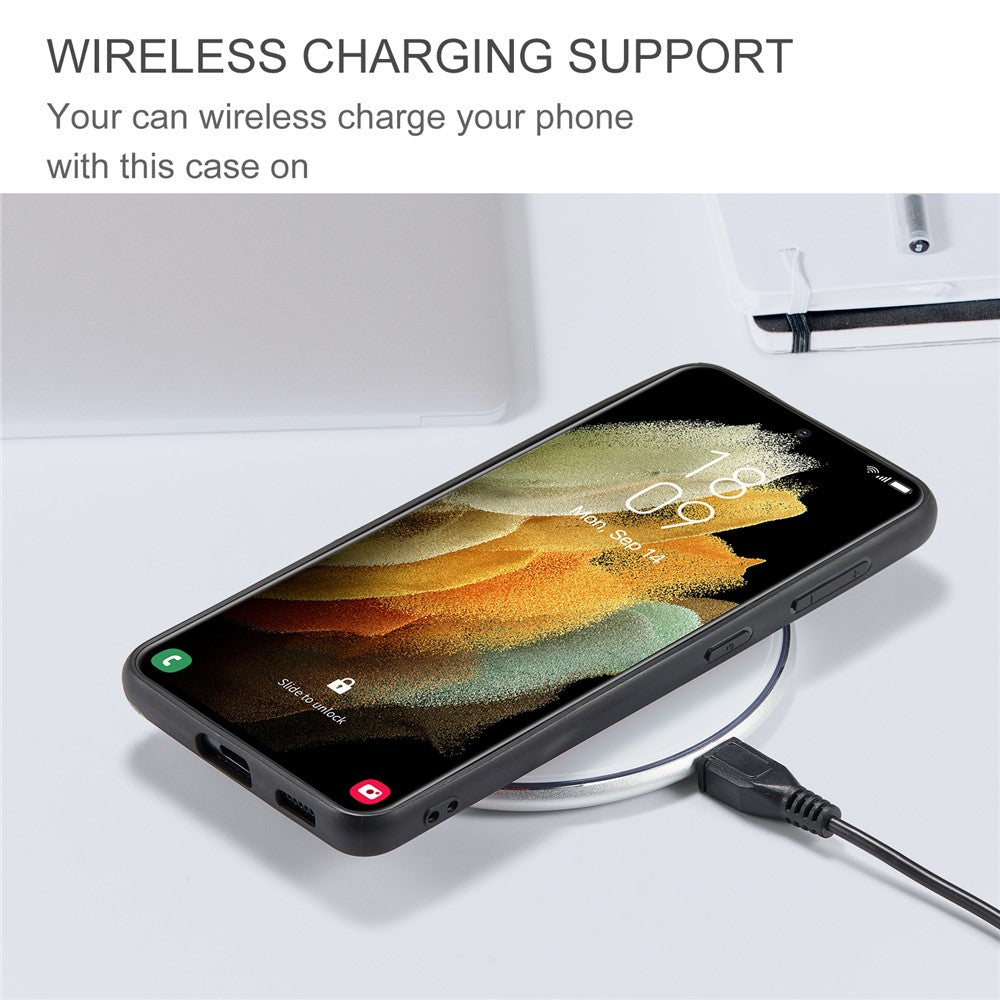 JEEHOOD Magnetisk Pung Design Aftageligt 2-i-1 Læderbelagt TPU Cover til Samsung Galaxy S21 4G/5G