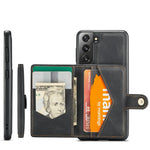 JEEHOOD Magnetisk Pung Design Aftageligt 2-i-1 Læderbelagt TPU Cover til Samsung Galaxy S21 4G/5G