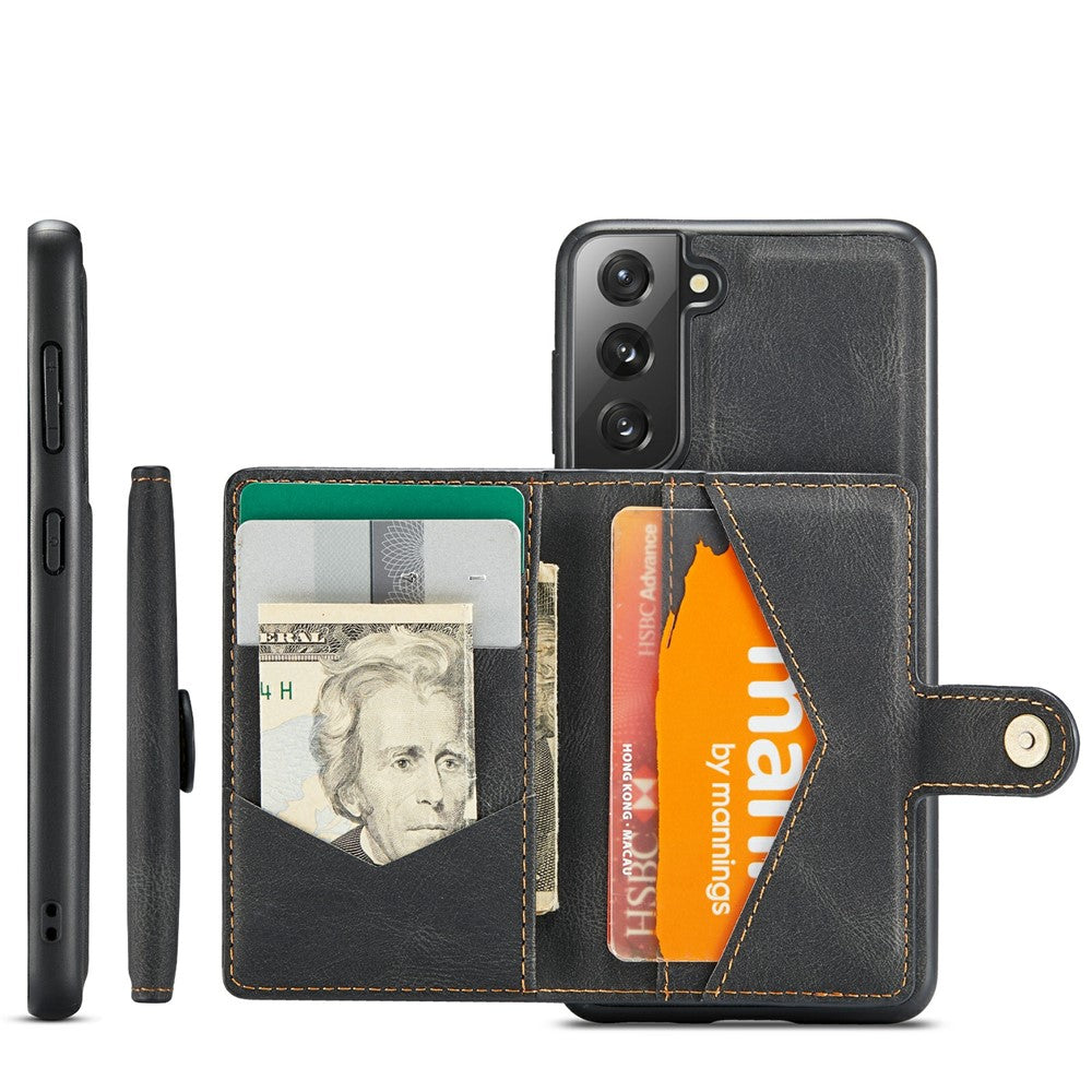 JEEHOOD Magnetisk Pung Design Aftageligt 2-i-1 Læderbelagt TPU Cover til Samsung Galaxy S21 4G/5G