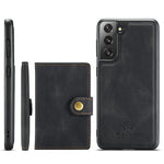 JEEHOOD Magnetisk Plånboksdesign Avtagbart 2-i-1 Läderbelagt TPU-skal för Samsung Galaxy S21 4G/5G