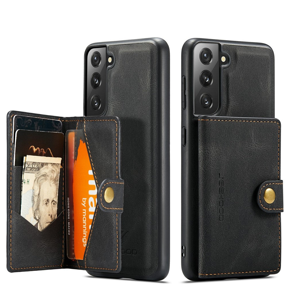 JEEHOOD Magnetic Wallet Design Detachable 2 in 1 Leather Coated TPU Case for Samsung Galaxy S21 4G/5G