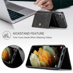 JEEHOOD Magnetisk Plånboksdesign Avtagbart 2-i-1 Läderbelagt TPU-skal för Samsung Galaxy S21 4G/5G