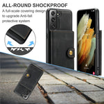 JEEHOOD Magnetisk Plånboksdesign Avtagbart 2-i-1 Läderbelagt TPU-skal för Samsung Galaxy S21 4G/5G