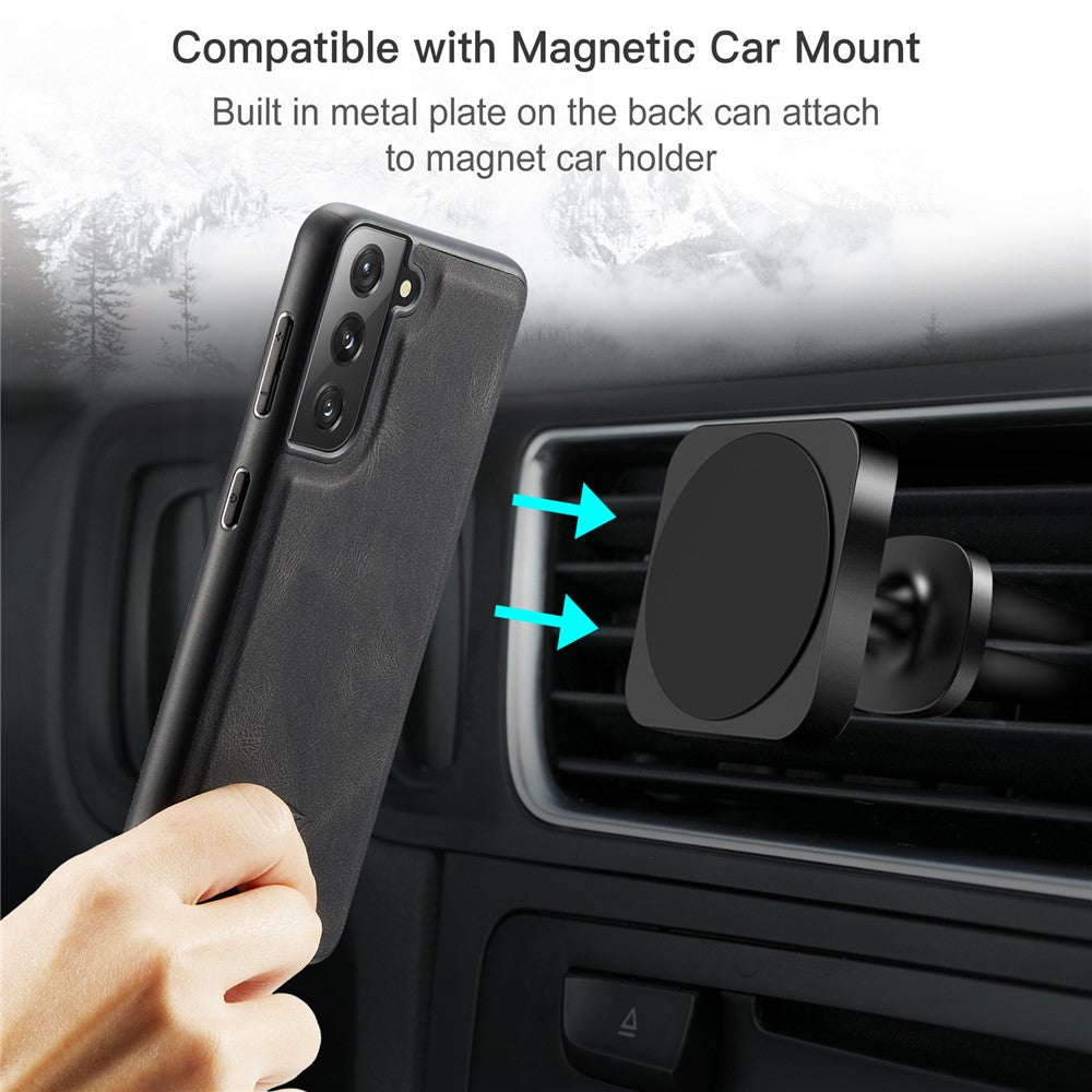 JEEHOOD Magnetisk Pung Design Aftageligt 2-i-1 Læderbelagt TPU Cover til Samsung Galaxy S21 4G/5G