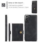 JEEHOOD Magnetisk Pung Design Aftageligt 2-i-1 Læderbelagt TPU Cover til Samsung Galaxy S21 4G/5G
