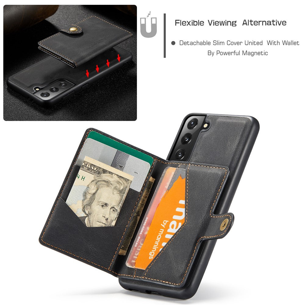 JEEHOOD Magnetisk Pung Design Aftageligt 2-i-1 Læderbelagt TPU Cover til Samsung Galaxy S21 4G/5G