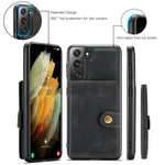 JEEHOOD Magnetisk Pung Design Aftageligt 2-i-1 Læderbelagt TPU Cover til Samsung Galaxy S21 4G/5G