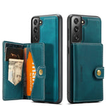 JEEHOOD Magnetisk Plånboksdesign Avtagbart 2-i-1 Läderbelagt TPU-skal för Samsung Galaxy S21 4G/5G