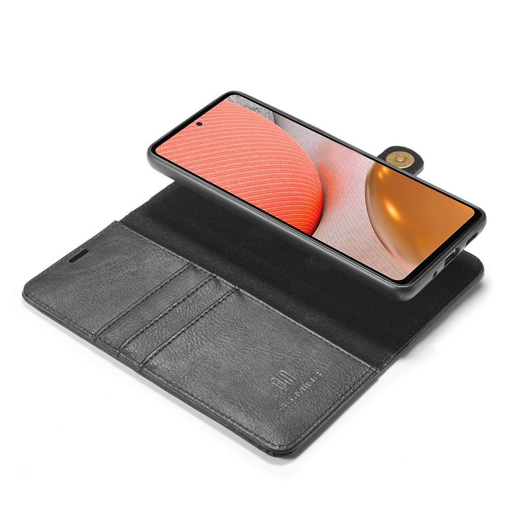 DG.MING Cover for Samsung Galaxy A72 5G / A72 4G Detachable 2-in-1 Anti-scratch Split Leather Wallet Shell + PC Back Case